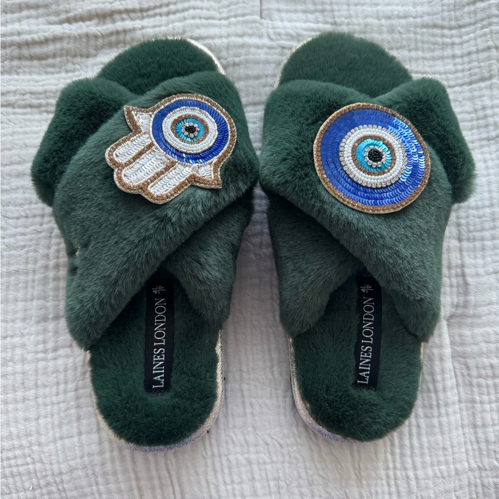 Laines London evil eye slippers size S BRAND NEW